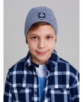 Шапка трикотажная для мальчиков, 2 шт в комплекте тёмно-синий,белый