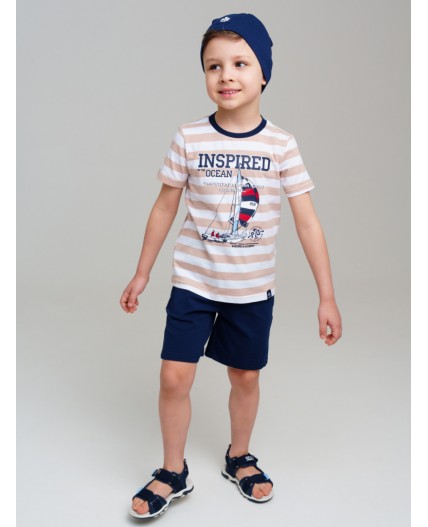 Шапка трикотажная для мальчиков, 2 шт в комплекте тёмно-синий,белый