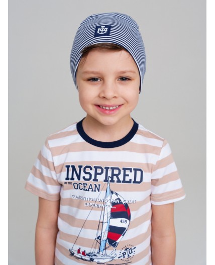 Шапка трикотажная для мальчиков, 2 шт в комплекте тёмно-синий,белый