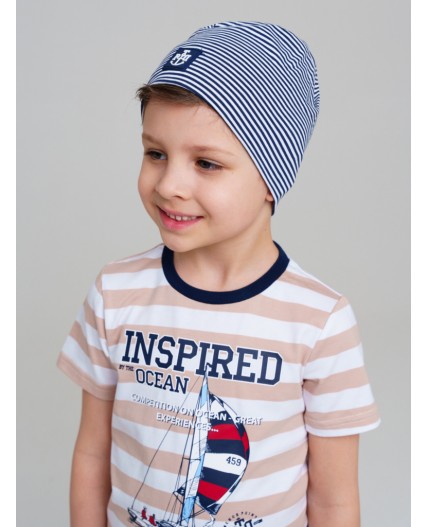 Шапка трикотажная для мальчиков, 2 шт в комплекте тёмно-синий,белый