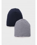 Шапка трикотажная для мальчиков, 2 шт в комплекте тёмно-синий,белый