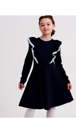 Платье трикотажное для девочек тёмно-синий