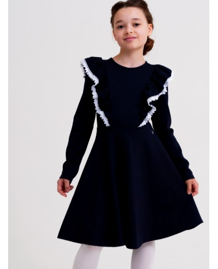 Платье трикотажное для девочек тёмно-синий