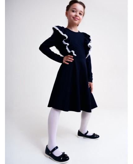 Платье трикотажное для девочек тёмно-синий