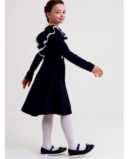 Платье трикотажное для девочек тёмно-синий