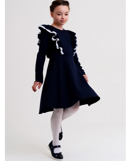 Платье трикотажное для девочек тёмно-синий