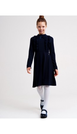 Платье трикотажное для девочек тёмно-синий