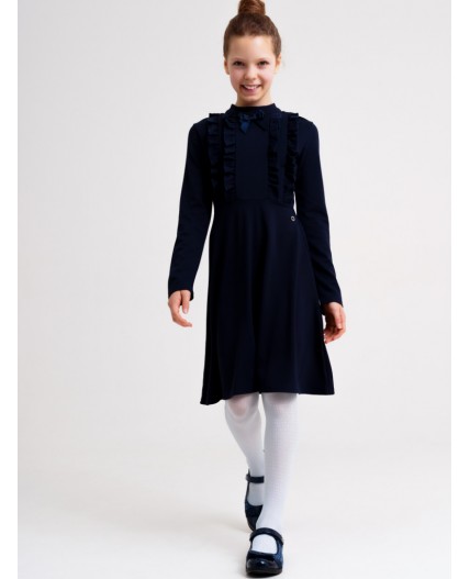 Платье трикотажное для девочек тёмно-синий