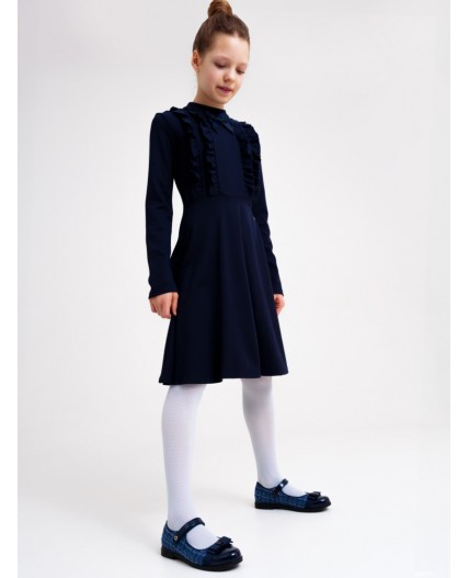 Платье трикотажное для девочек тёмно-синий