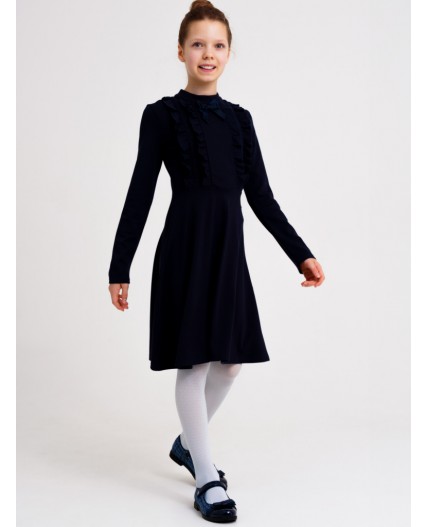 Платье трикотажное для девочек тёмно-синий