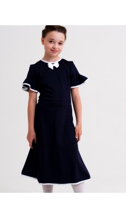 Платье трикотажное для девочек тёмно-синий