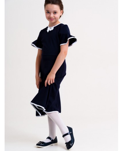 Платье трикотажное для девочек тёмно-синий