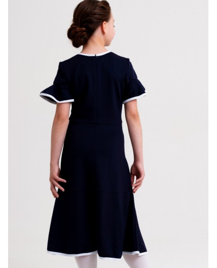 Платье трикотажное для девочек тёмно-синий