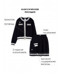 Комплект трикотажный для девочек: кардиган, юбка синий