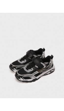 Полуботинки для мальчиков черный,серебряный