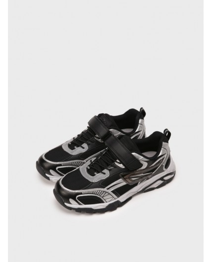 Полуботинки для мальчиков черный,серебряный