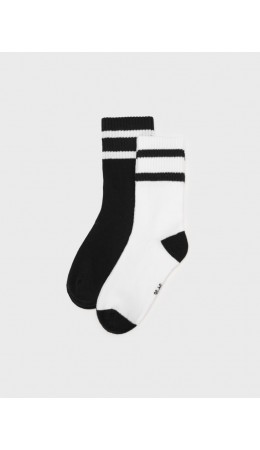 Носки трикотажные для мальчиков, 2 пары в комплекте черный,белый