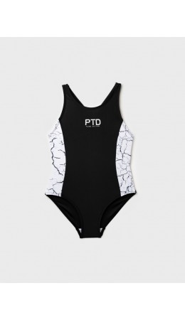 Купальник трикотажный для девочек черный,белый