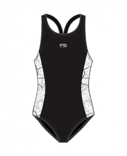 Купальник трикотажный для девочек черный,белый