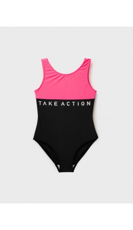 Купальник трикотажный для девочек розовый,черный