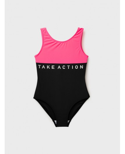 Купальник трикотажный для девочек розовый,черный