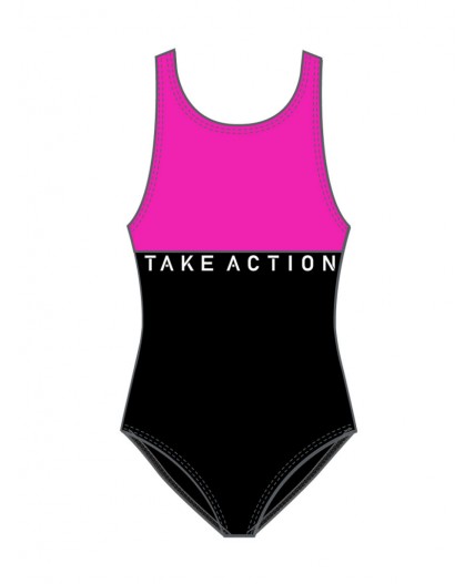 Купальник трикотажный для девочек розовый,черный