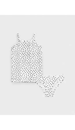 Комплект трикотажный для девочек: майка, трусы белый,черный