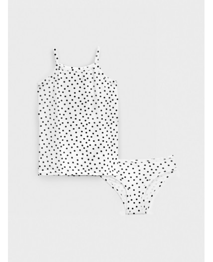 Комплект трикотажный для девочек: майка, трусы белый,черный