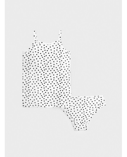 Комплект трикотажный для девочек: майка, трусы белый,черный