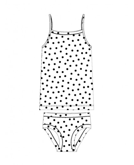 Комплект трикотажный для девочек: майка, трусы белый,черный