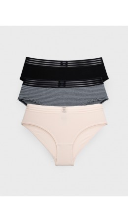Трусы трикотажные для девочек, 3 шт в комплекте черный,бежевый,белый