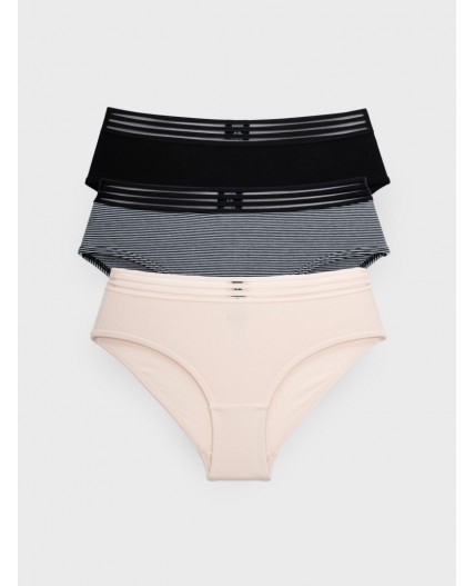 Трусы трикотажные для девочек, 3 шт в комплекте черный,бежевый,белый