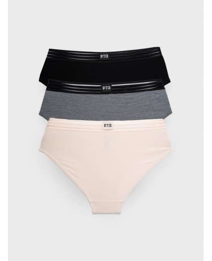 Трусы трикотажные для девочек, 3 шт в комплекте черный,бежевый,белый
