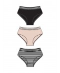 Трусы трикотажные для девочек, 3 шт в комплекте черный,бежевый,белый