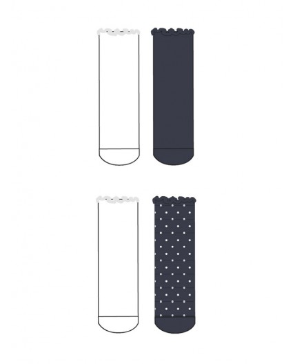 Носки трикотажные для девочек, 4 пары в комплекте белый,тёмно-синий