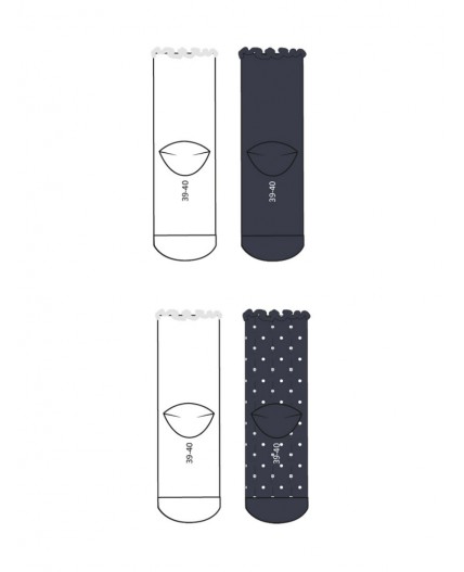 Носки трикотажные для девочек, 4 пары в комплекте белый,тёмно-синий