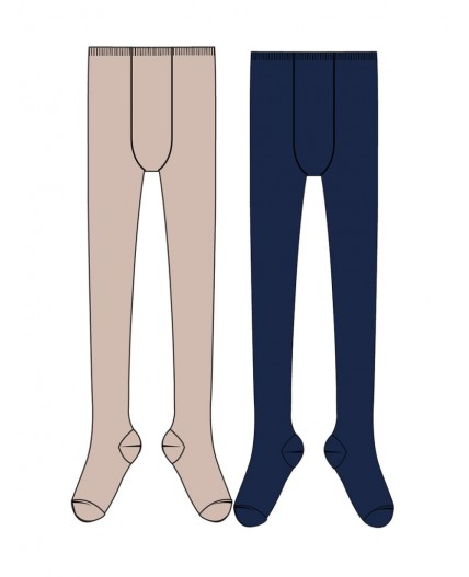 Колготки трикотажные для девочек, 2 пары в комплекте бежевый,тёмно-синий