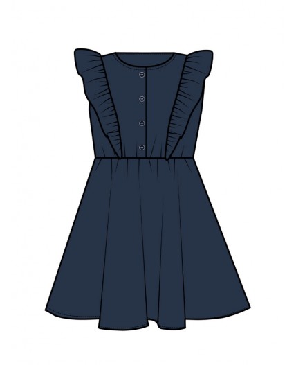 Сарафан текстильный для девочек тёмно-синий