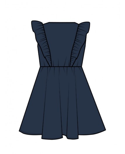 Сарафан текстильный для девочек тёмно-синий