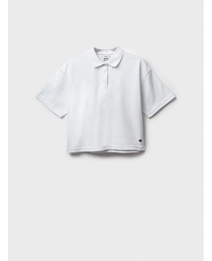 Джемпер трикотажный с воротником поло для девочек белый