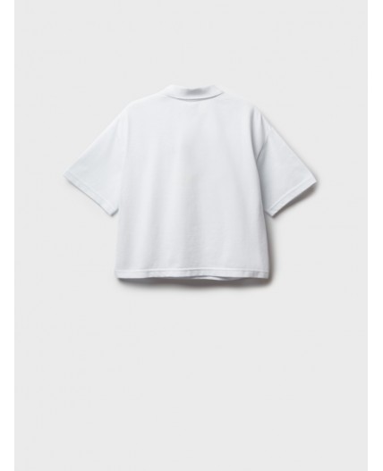 Джемпер трикотажный с воротником поло для девочек белый