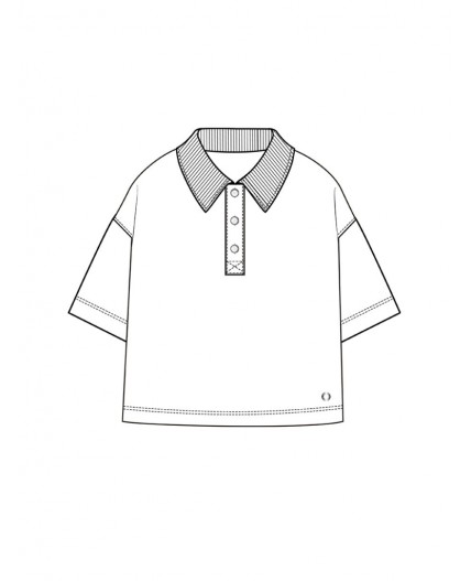 Джемпер трикотажный с воротником поло для девочек белый