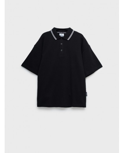 Джемпер трикотажный с воротником поло для мальчиков черный