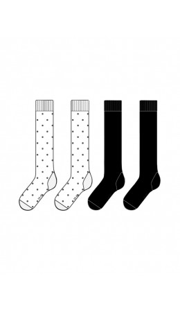 Гольфы трикотажные для девочек, 2 пары в комплекте белый,черный