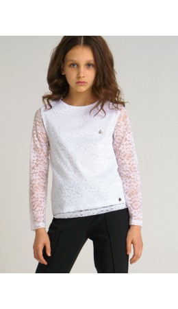 Джемпер ажурный трикотажный для девочек белый