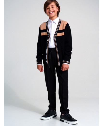 Кардиган трикотажный для мальчиков коричневый,бежевый