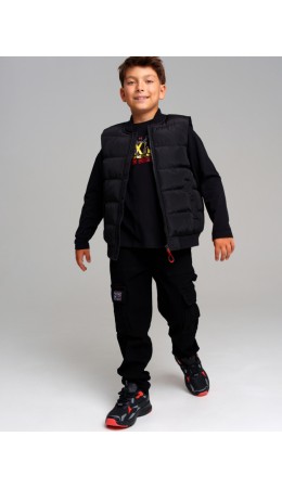 Жилет текстильный с полиуретановым покрытием для мальчиков черный
