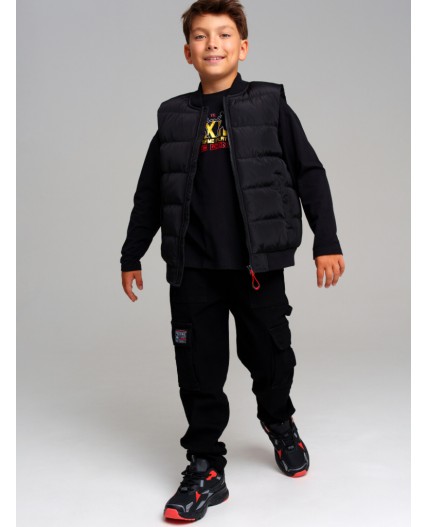 Жилет текстильный с полиуретановым покрытием для мальчиков черный