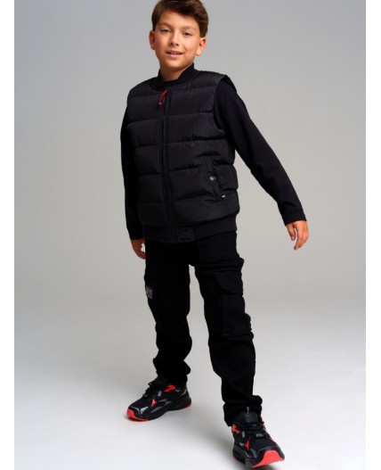 Жилет текстильный с полиуретановым покрытием для мальчиков черный