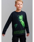 Фуфайка трикотажная для мальчиков (футболка с длинными рукавами) черный,зеленый